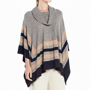 BCBG MaxAzria Gray Wyona Lambswool Funnel Neck Poncho - One Size